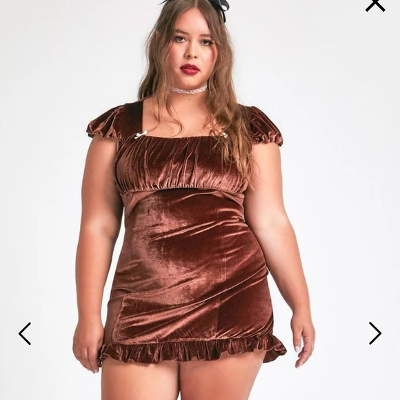 NWT dELiA*s Dollskill So Are You Bored Yet Crushed Velvet Mini Dress Mocha XXL - Picture 1 of 12